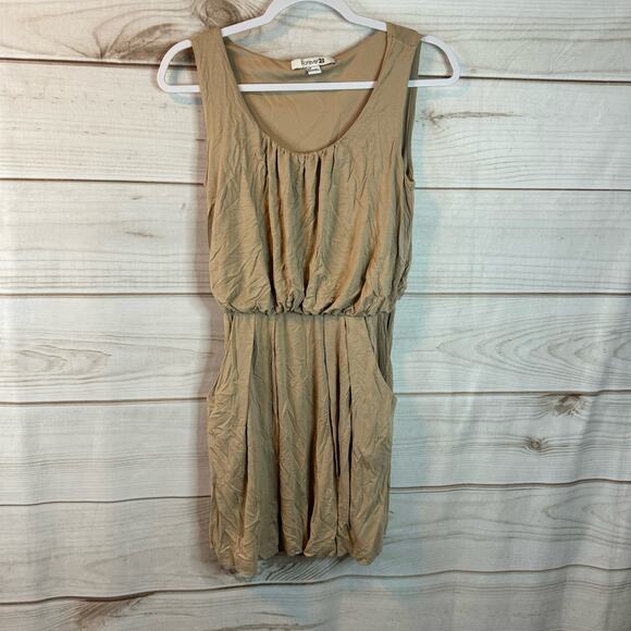 Forever 21 Cream Elastic Waist Sleeveless Mini Dress Size Small - Picture 1 of 6